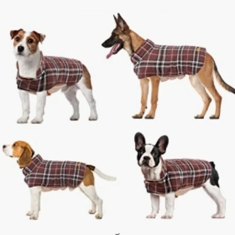 Warm Dog Coat, Reversible Jacket, Waterproof, Winter Coat, Brown British